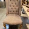Global Imports Smoke Gray Linen Tufted Wing Back Chair Dining Chairs
