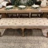 Global Imports Channing French Tufted Linen Upholstered Bench Dining Chairs