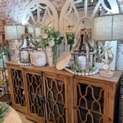 Global Imports Hallie Glass Wavy Breakfront (Natural) Consoles, Breakfronts, & Sideboards