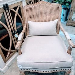 Global Imports Benton Cane And Linen Accent Chair