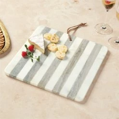 Mud Pie Kitchen Decor Grey Marble Striped Board