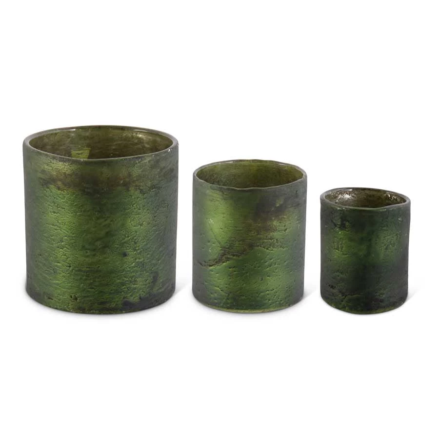 K&K Interiors Vases, Bottles, & Containers Olive Green Matte Glass Cylinder Container (Various Sizes) 1 K&K Interiors Vases, Bottles, & Containers Olive Green Matte Glass Cylinder Container (Various Sizes)