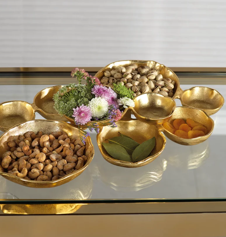 Zodax Cluster Of Nine Serving Bowls - Bright Gold Kitchen Decor 1 Zodax Cluster Of Nine Serving Bowls - Bright Gold Kitchen Decor
