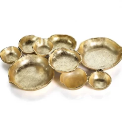 Zodax Cluster Of Nine Serving Bowls - Bright Gold Kitchen Decor
