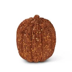 K&K Interiors Pumpkins Orange Glitter Pumpkin (Various Sizes)