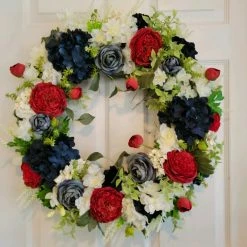 Diane Patriotic Wreath Blue Hydrangea