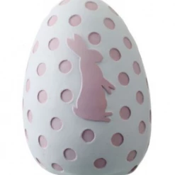 Regency Pink And White Resin Bunny Egg (Various Styles) Spring
