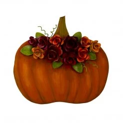 Round Top Collection Orange Pumpkin With Roses