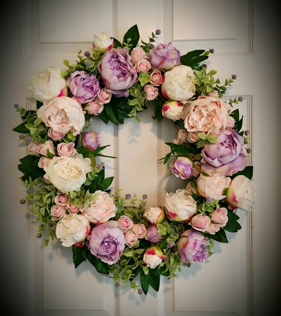 Diane 24" Real Touch Peony Wreath Floral Arrangements 1 Diane 24" Real Touch Peony Wreath Floral Arrangements