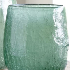 Park Hill Collection Vases, Bottles, & Containers Smokey Sage Crackled Glass Vase (Various Sizes)