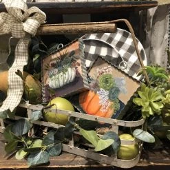 Round Top Collection Orange Pumpkin & Succulents Mini Gallery Print