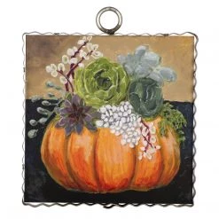Round Top Collection Orange Pumpkin & Succulents Mini Gallery Print