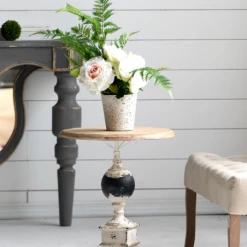 A&B Home Accent Furniture Distressed Pedestal Side Table