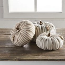 Mud Pie Ticking Stripe Pumpkin Sitter (Various Sizes)