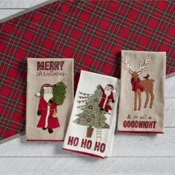 Mud Pie Tea Towels & Cloth Napkins Christmas Embroidered Towel (Various Styles)