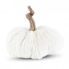 K&K Interiors 10" White Velvet Stuffed Pumpkin W/ Gold Stem