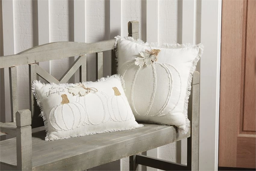 Mud Pie White Pumpkin Pillows (Various Styles) 2 Mud Pie White Pumpkin Pillows (Various Styles)