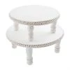 Mud Pie White Beaded Pedestal Tray (Various Sizes) Home Accents