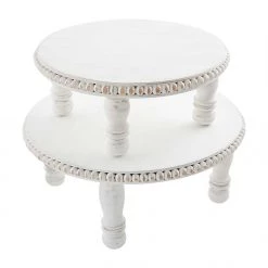 Mud Pie White Beaded Pedestal Tray (Various Sizes) Home Accents
