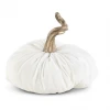 K&K Interiors 7.5" White Velvet Stuffed Pumpkin W/ Gold Stem Fall Home Decor
