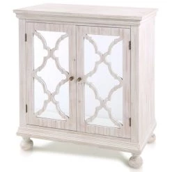 Stylecraft White Washed Two Door Storage Cabinet W/ Mirrored Front Consoles, Breakfronts, & Sideboards