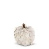 K&K Interiors Fall Home Decor Small Scalloped Wood Chip Pumpkin, White