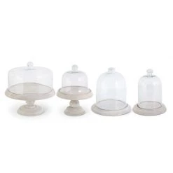 K&K Interiors Glass Cloche On Wood Base (Various Styles)