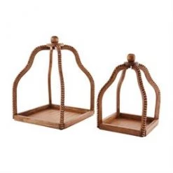 Mud Pie Natural Wood Beaded Lantern (Various Sizes) Home Accents