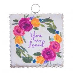 Round Top Collection "You Are Loved" Floral Wreath Mini Gallery Print